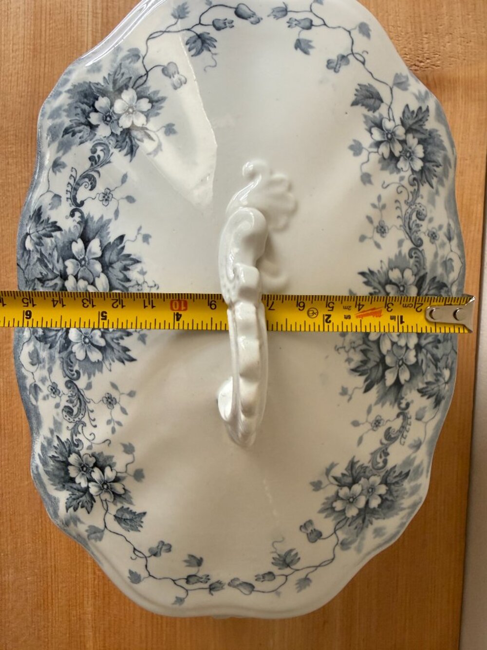Antique 1893 JHW & Sons Stratford Blue Gray Transferware Tureen | Lidded Dish - Picture 13 of 13